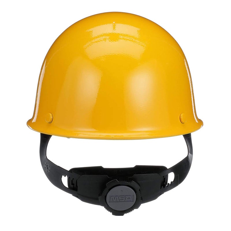 MSA 475397 Skullgard Cap Style Safety Hard Hat with Fas-Trac III Ratchet Suspension | Non-slotted Cap, Made of Phenolic Resin, Radiant Heat Loads up to 350F - Standard Size in Yellow - Image 4